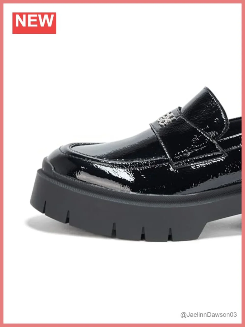 Women's Chunky Platform Leather Loafers Pull-On Round Toe